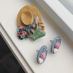 Vintage brooch and earring set